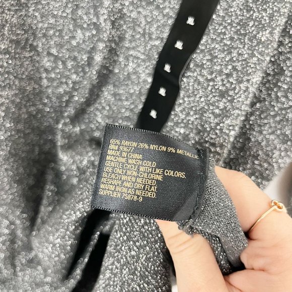 Worthington NEW Gunmetal Gray Sparkle Knit Long Sleeve Top Cable Knit - Size XL - Picture 5 of 5